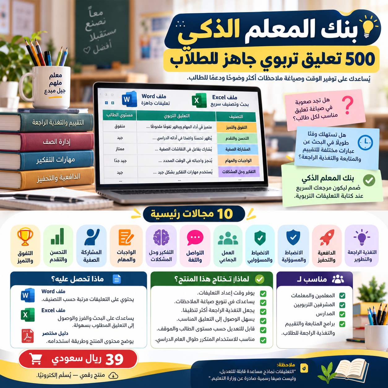 بنك المعلم الذكي | 500 تعليق تربوي جاهز للطلاب - الصورة 2